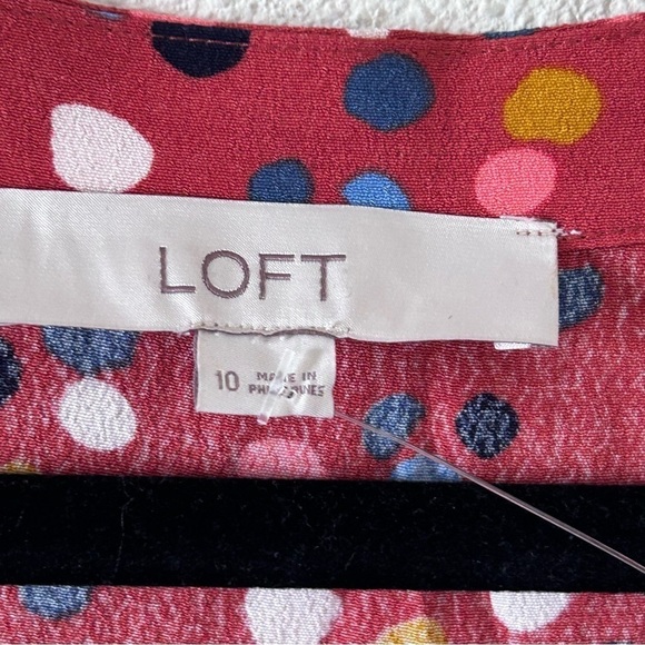 LOFT Women Maxi Dress 10 Burnt Orange Polkadots Front Button Long Sleeve Cottage - Picture 5 of 11